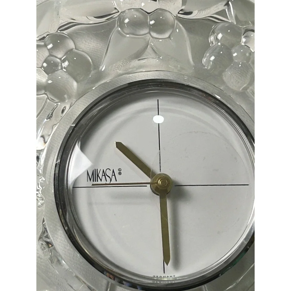 Mikasa‎ Carmen Crystal Floral Desk Clock 6 1/4